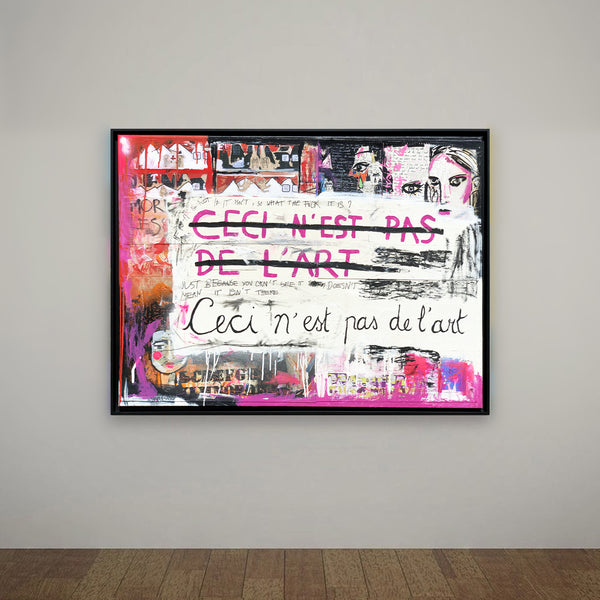 Découvrez "UNTITLED" peinture d'Alina Schiau, aka (lalala) de la série WORDS. Technique mixte sur toile.  Acrylique, bombe, Posca et collage de dessin sur carton, sur toile montée sur châssis. Voir toutes les oeuvres, l'univers contemporain, déjanté et décapant de l'artiste.