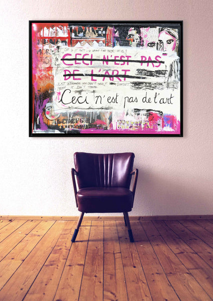 Découvrez "UNTITLED" peinture d'Alina Schiau, aka (lalala) de la série WORDS. Technique mixte sur toile.  Acrylique, bombe, Posca et collage de dessin sur carton, sur toile montée sur châssis. Voir toutes les oeuvres, l'univers contemporain, déjanté et décapant de l'artiste.