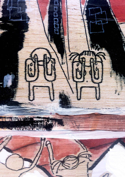 Découvrez "UNTITLED" peinture d'Alina Schiau, aka (lalala) de la série WORDS. Technique mixte sur toile.  Acrylique, bombe, Posca et collage de dessin sur carton, sur toile montée sur châssis. Voir toutes les oeuvres, l'univers contemporain, déjanté et décapant de l'artiste.