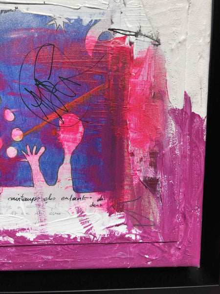 Découvrez "UNTITLED" peinture d'Alina Schiau, aka (lalala) de la série WORDS. Technique mixte sur toile.  Acrylique, bombe, Posca et collage de dessin sur carton, sur toile montée sur châssis. Voir toutes les oeuvres, l'univers contemporain, déjanté et décapant de l'artiste.