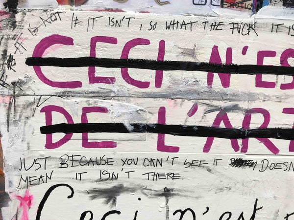 Découvrez "UNTITLED" peinture d'Alina Schiau, aka (lalala) de la série WORDS. Technique mixte sur toile.  Acrylique, bombe, Posca et collage de dessin sur carton, sur toile montée sur châssis. Voir toutes les oeuvres, l'univers contemporain, déjanté et décapant de l'artiste.