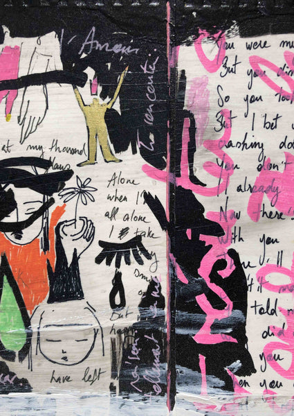 Découvrez "UNTITLED" peinture d'Alina Schiau, aka (lalala) de la série WORDS. Technique mixte sur toile.  Acrylique, bombe, Posca et collage de dessin sur carton, sur toile montée sur châssis. Voir toutes les oeuvres, l'univers contemporain, déjanté et décapant de l'artiste.