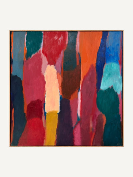 FADING LIGHT, Alina Schiau, 2025, huile et bâtons d'huile sur lin, 120 × 120 cm