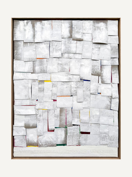 INVISIBLE FRAGMENTS, Alina Schiau, 2024, acrylique, bâtons d'huile et collage de toile sur toile, 65 × 50 cm