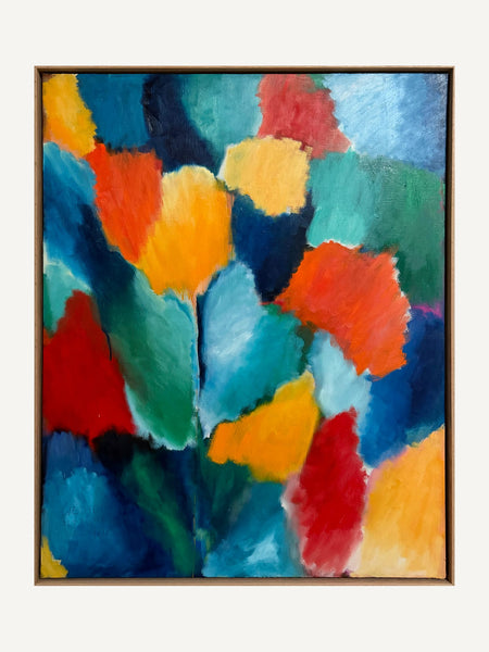 ONGOING, Alina Schiau, 2026, huile et bâtons d'huile sur lin, 100 × 81 cm