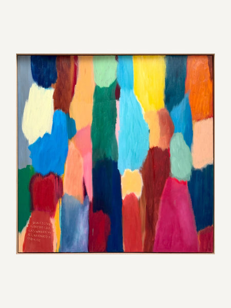SCARRED LIGHT, Alina Schiau, 2025, huile et bâtons d'huile sur lin, 120 × 120 cm